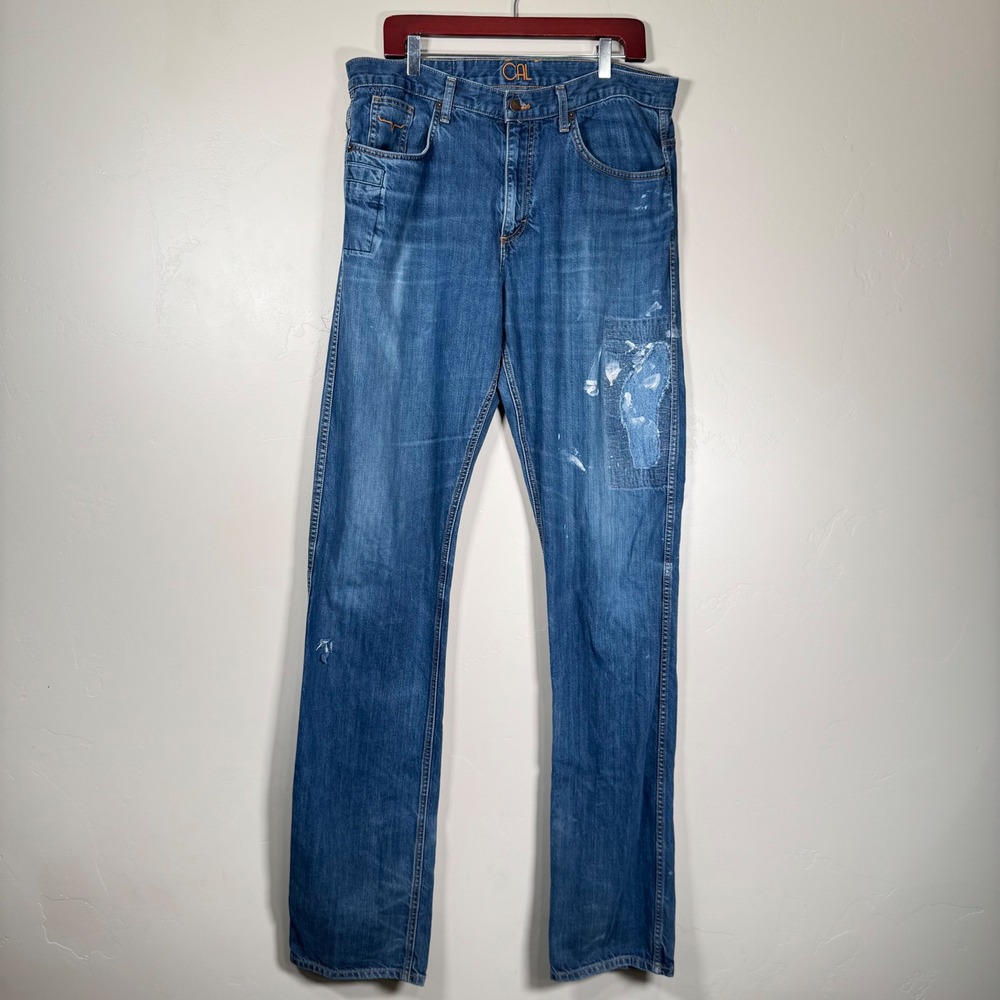 Kimes Ranch‎ Jeans Mens 36x38 Blue Cal Straight Leg Made in USA Distressed Denim